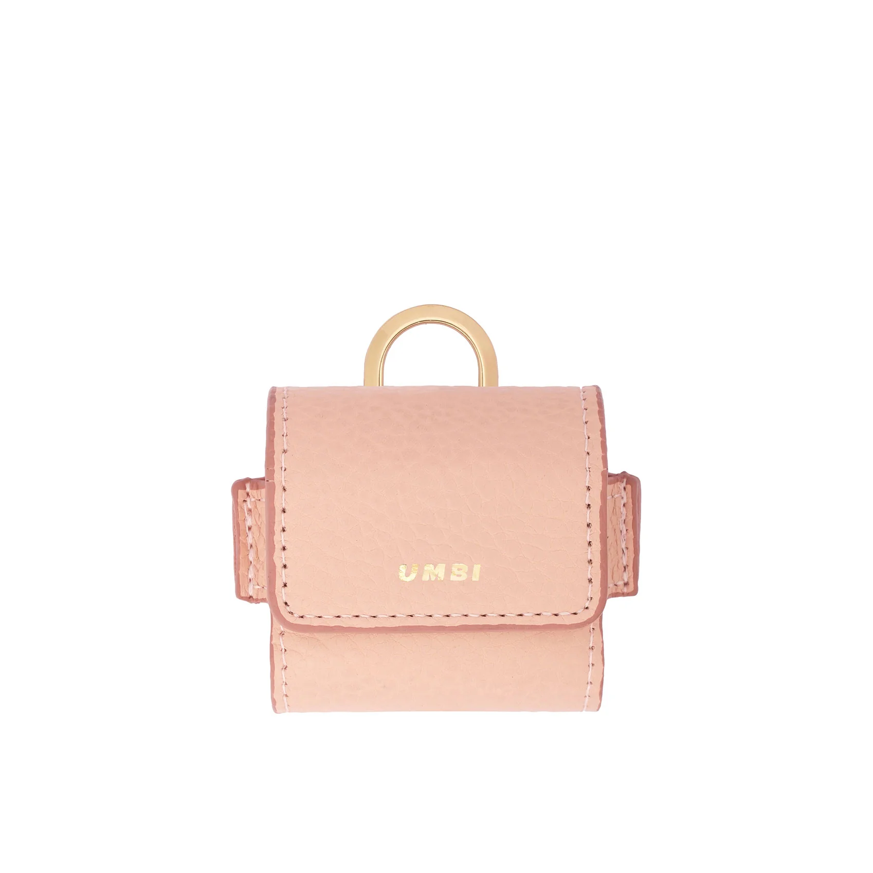 UMBI Personalized Leather AirPods Bag - Powder Pink - Image 3