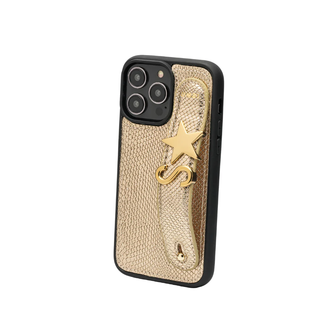GLAM. Personalized Leather iPhone Case - Gold/Gold - Image 4