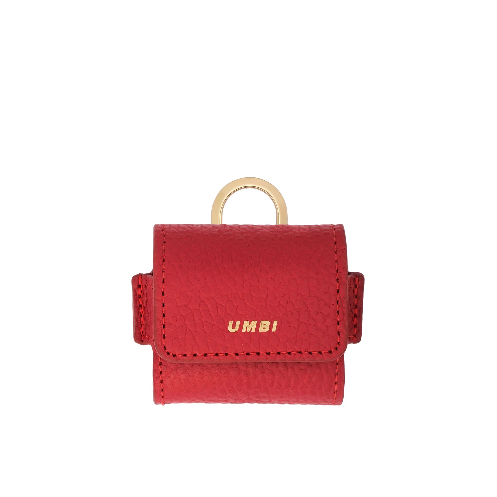 UMBI Personalized Leather AirPods Bag - Red - Image 3