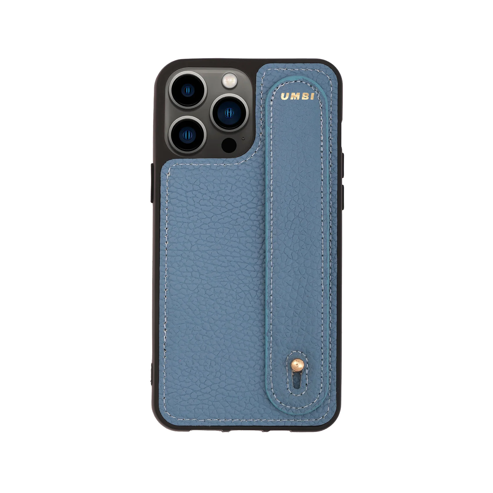 YOUZ. Personalized Leather iPhone Case - Blue/Gold - Image 3