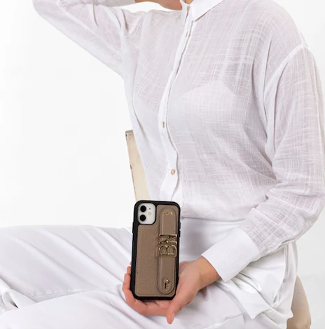 YOUZ. Personalized Leather iPhone Case - Beige/Gold - Image 6