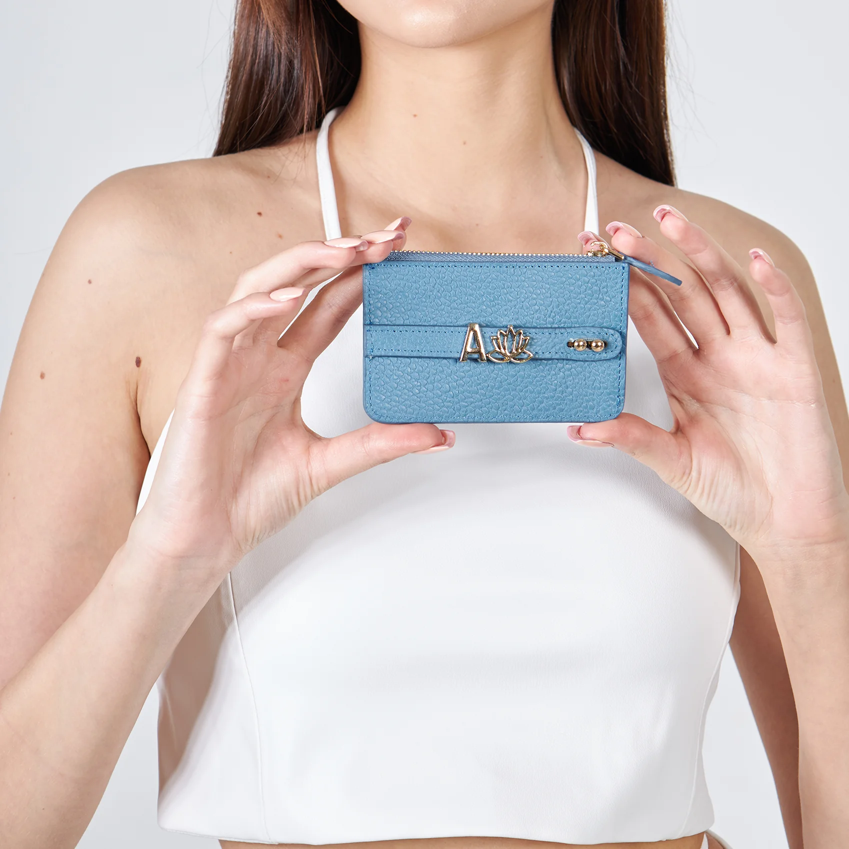 UMBI Personalized Leather Mini Wallet - Blue - Image 6