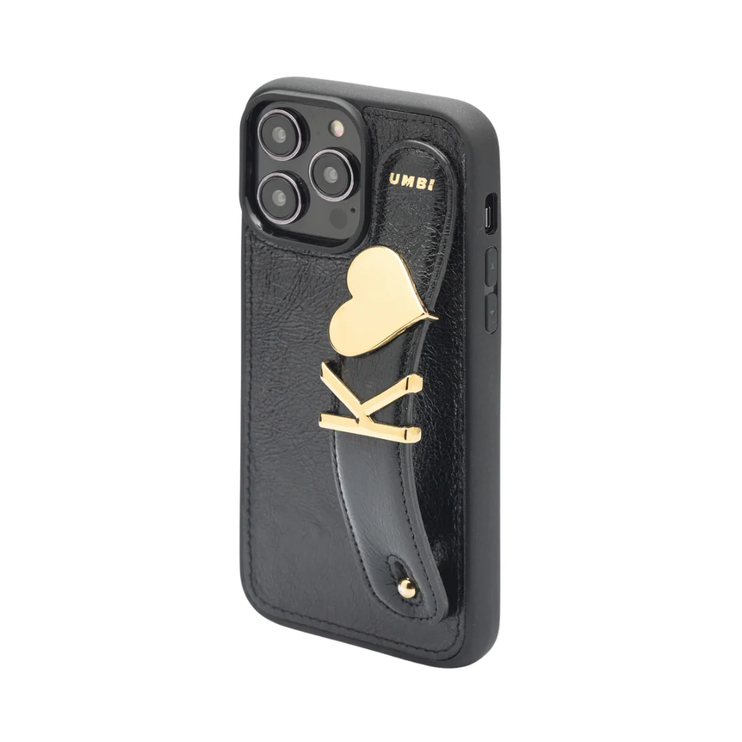 GLAM. Personalized Leather iPhone Case - Black/Gold - Image 3