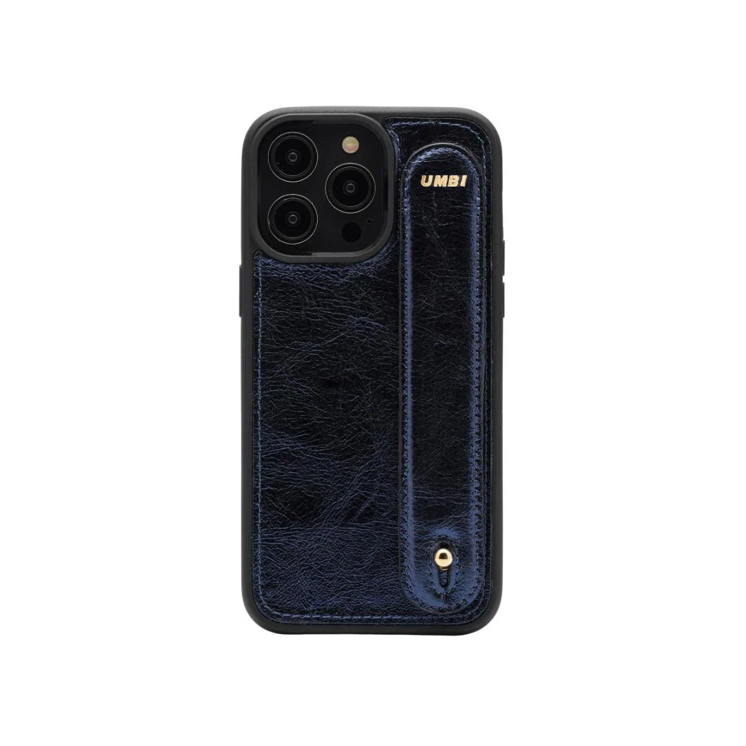 GLAM. Personalized Leather iPhone Case - Navy Blue/Gold - Image 4