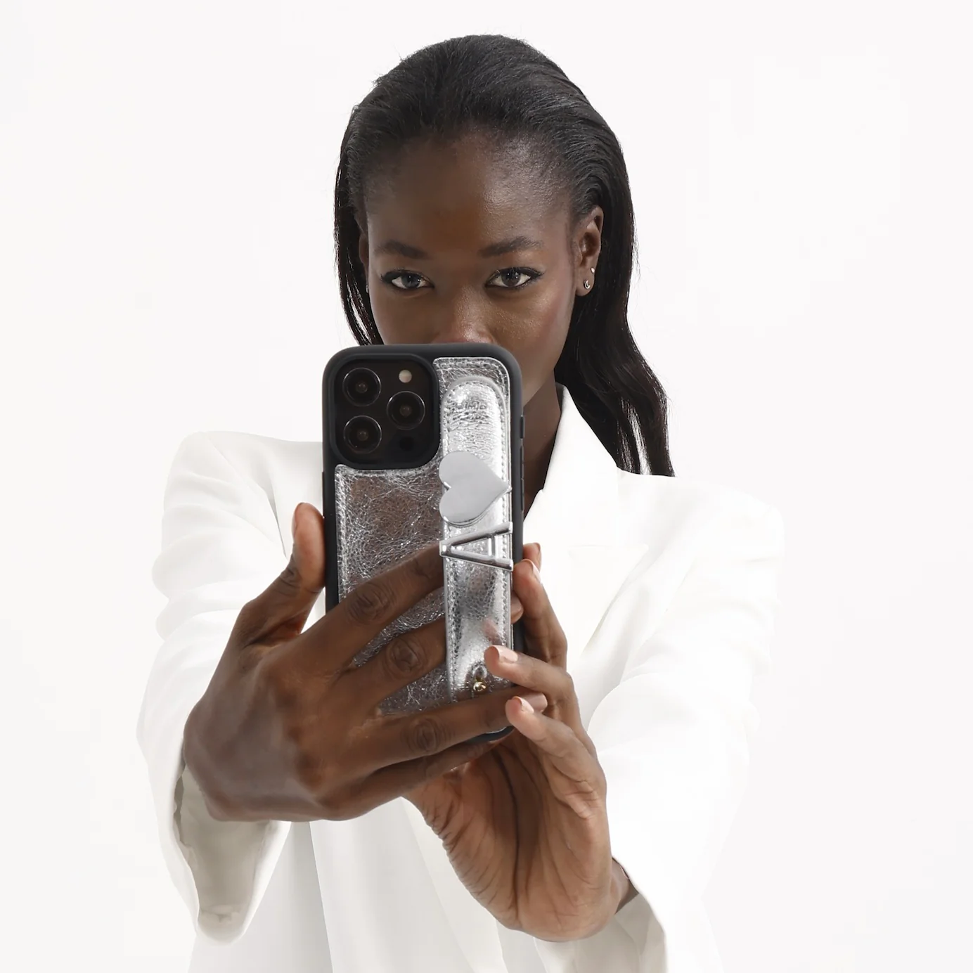 GLAM. Personalized Leather iPhone Case - Silver/Silver - Image 7