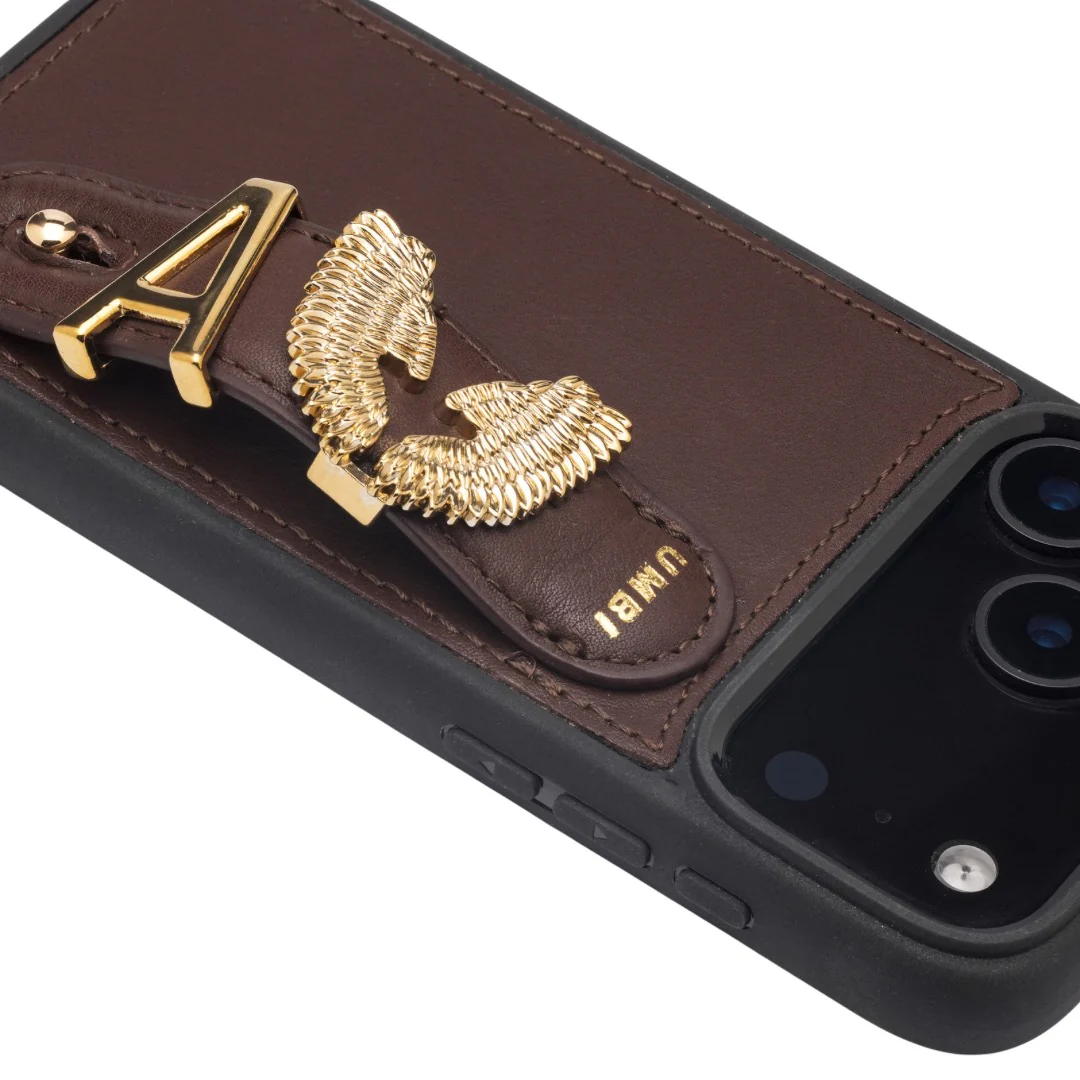 GLAM. Personalized Leather iPhone Case - Brown/Gold - Image 3