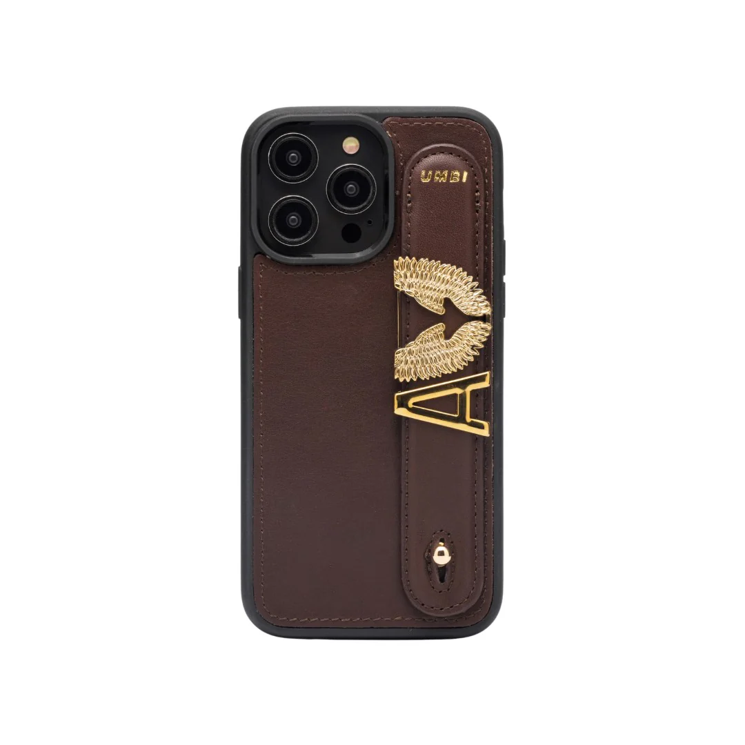 GLAM. Personalized Leather iPhone Case - Brown/Gold - Image 5