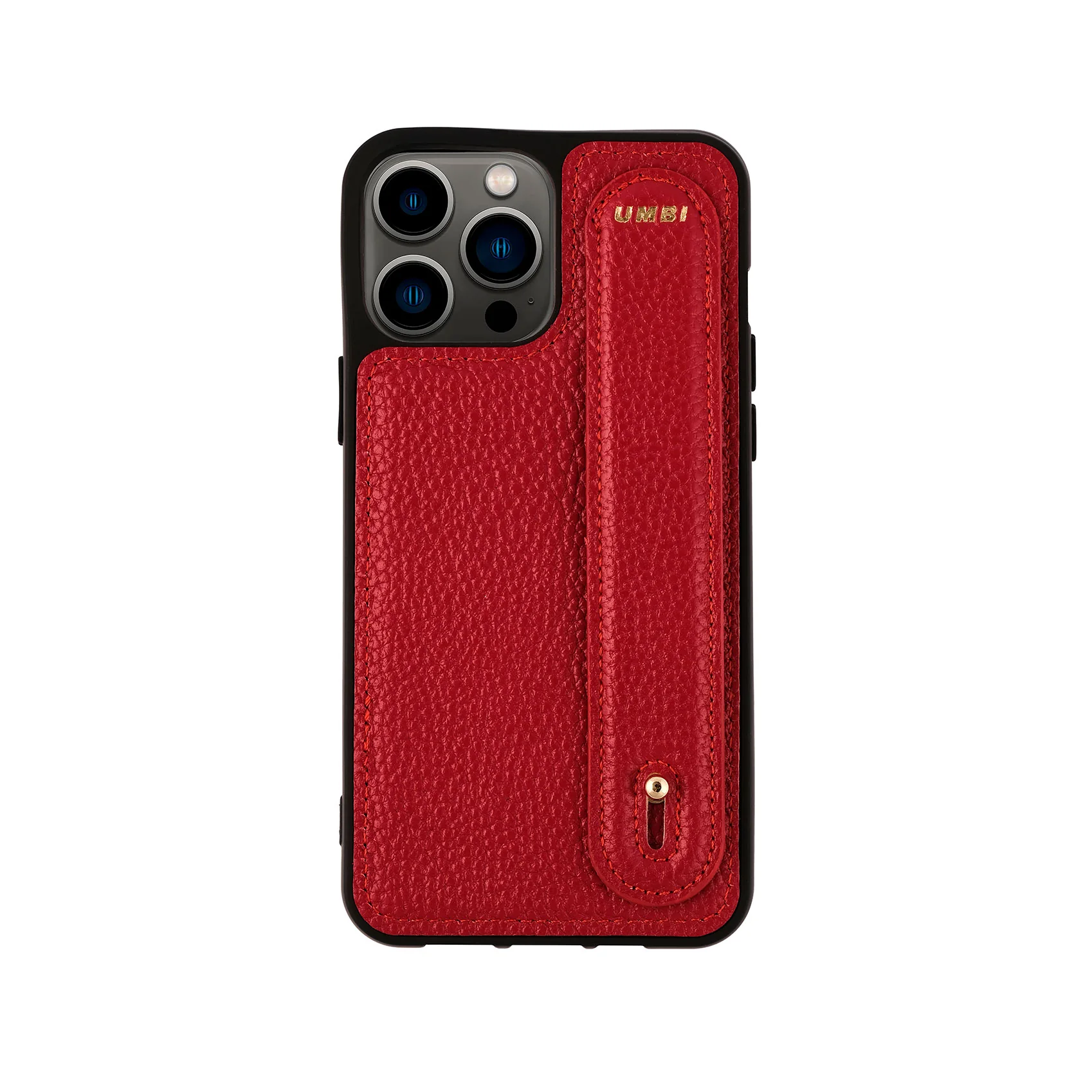YOUZ. Personalized Leather iPhone Case - Red/Gold - Image 3