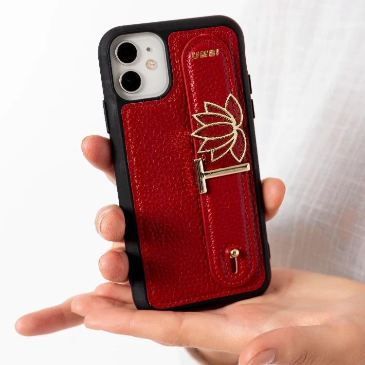 YOUZ. Personalized Leather iPhone Case - Red/Gold - Image 6