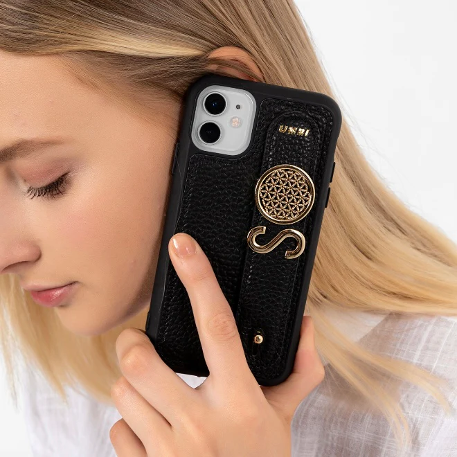 YOUZ. Personalized Leather iPhone Case - Black/Gold - Image 6