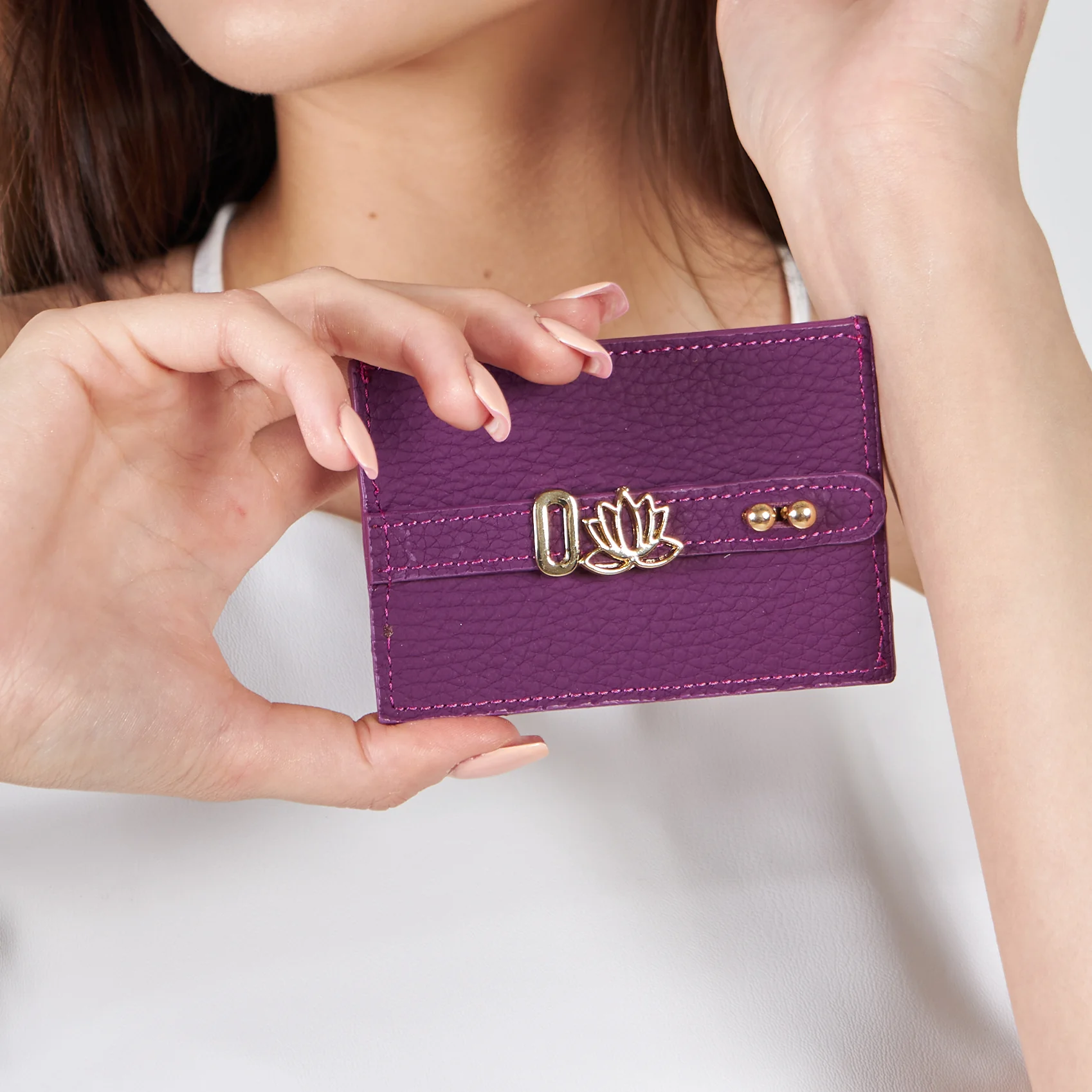 UMBI Personalized Leather Cardholder - Purple - Image 4
