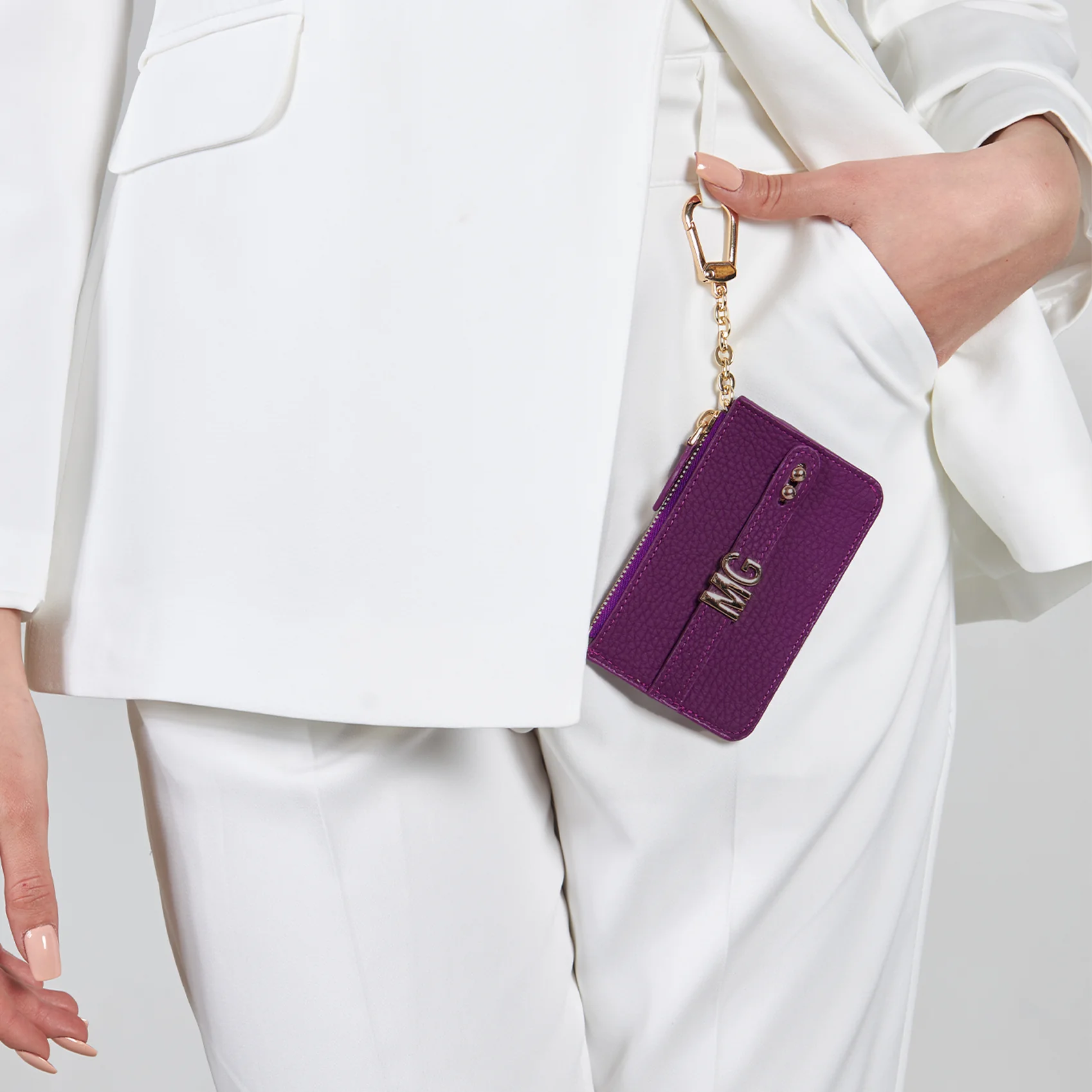 UMBI Personalized Leather Mini Wallet - Purple - Image 5