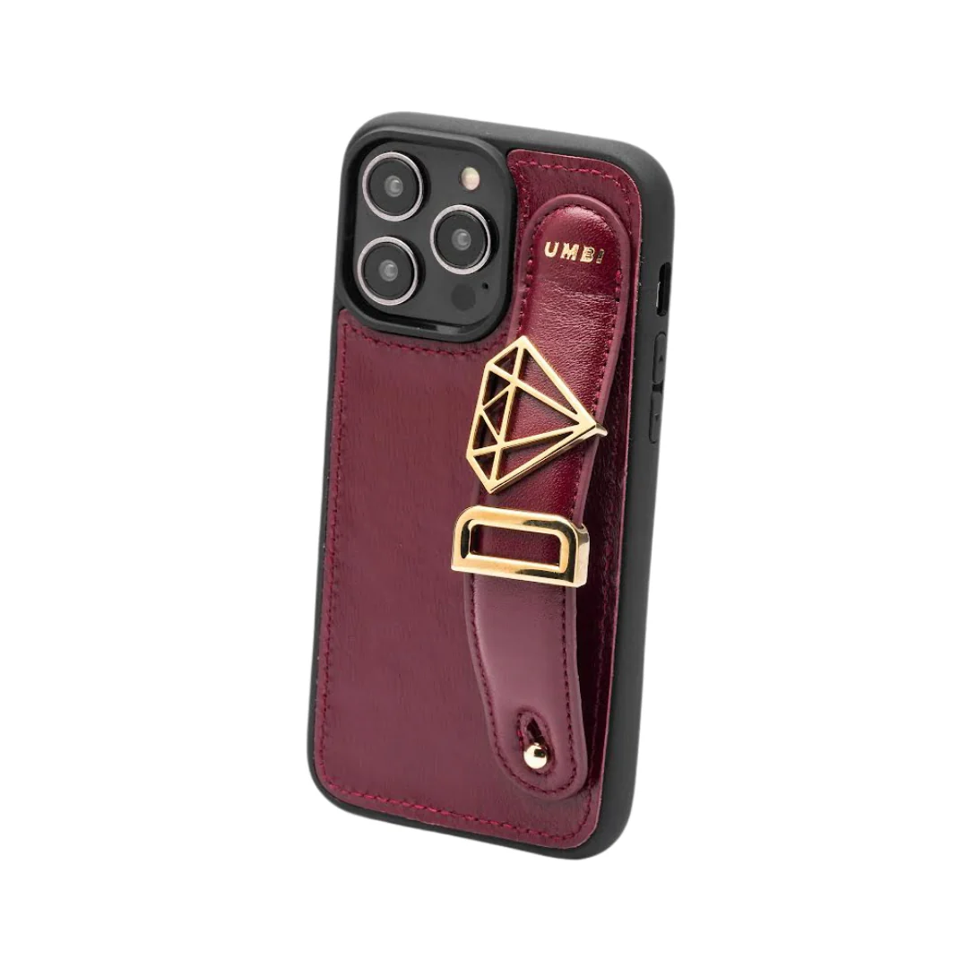 GLAM. Personalized Leather iPhone Case - Burgundy/Gold - Image 3