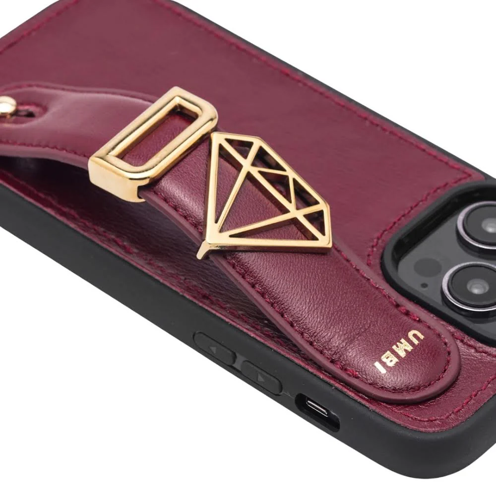 GLAM. Personalized Leather iPhone Case - Burgundy/Gold - Image 4