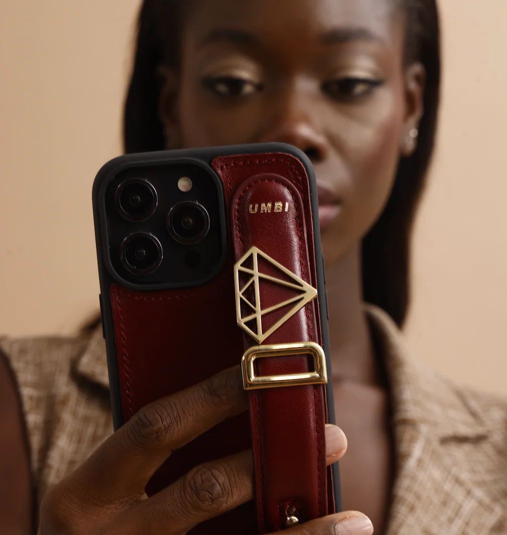 GLAM. Personalized Leather iPhone Case - Burgundy/Gold - Image 8