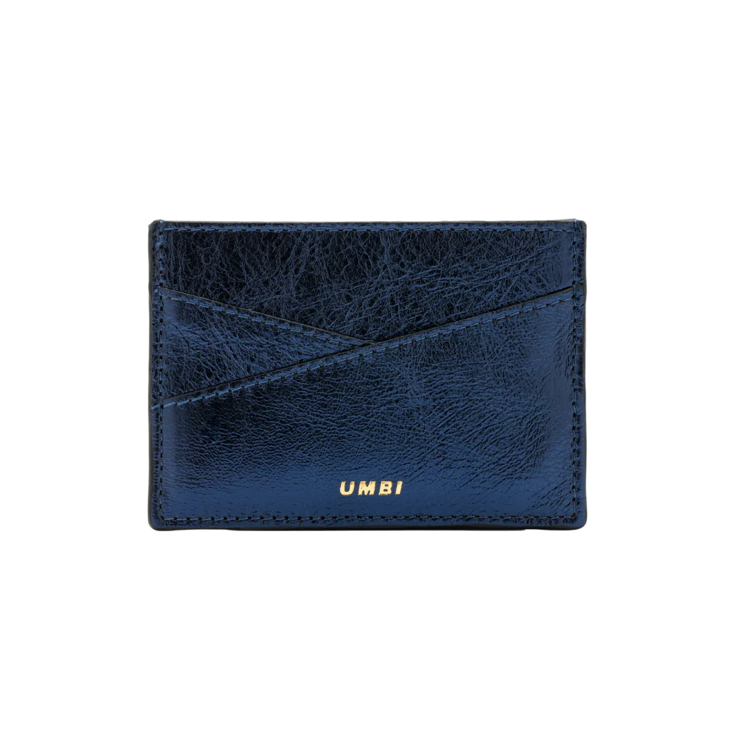 UMBI Personalized Leather Cardholder - Metallic NAVY BLUE - Image 3