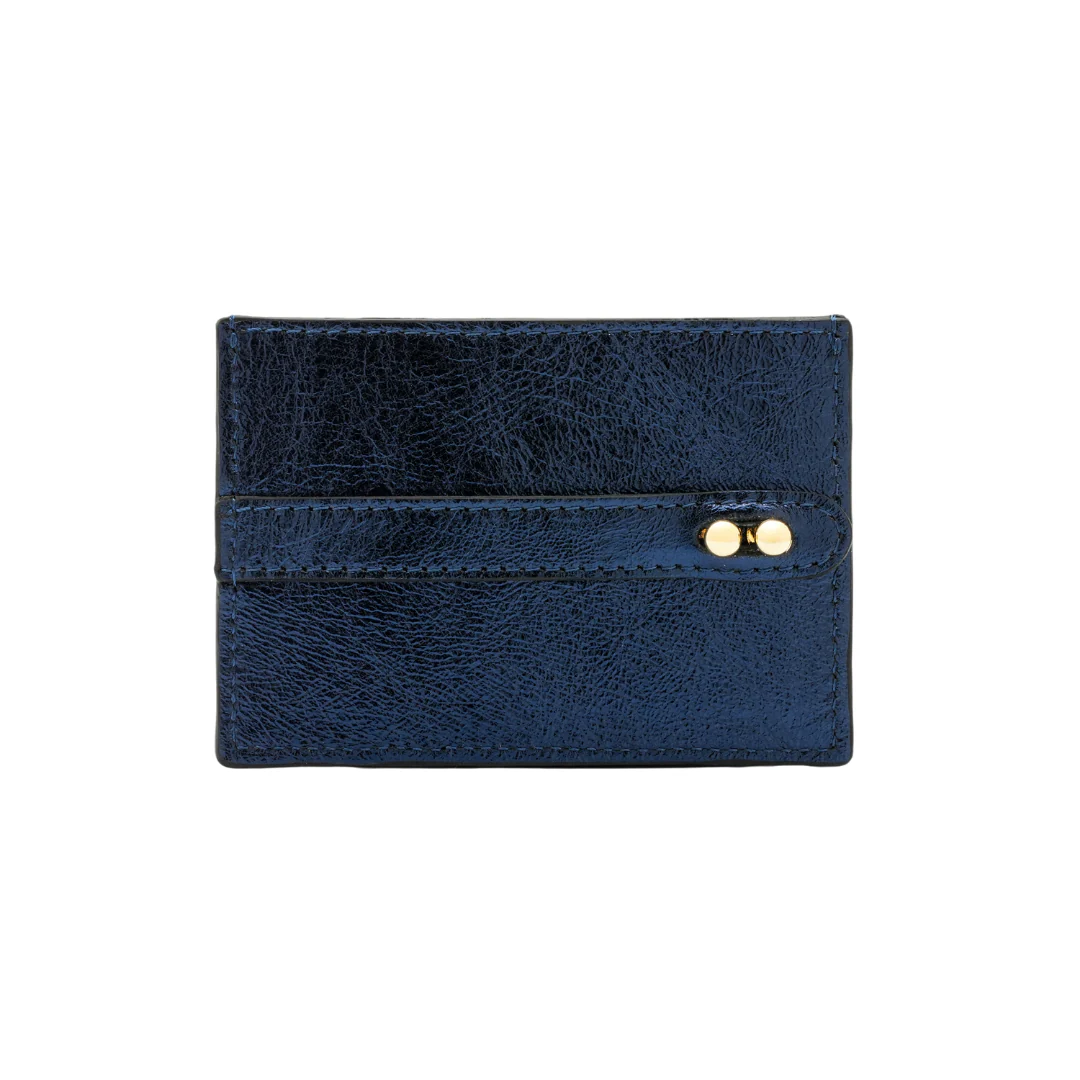 UMBI Personalized Leather Cardholder - Metallic NAVY BLUE - Image 4