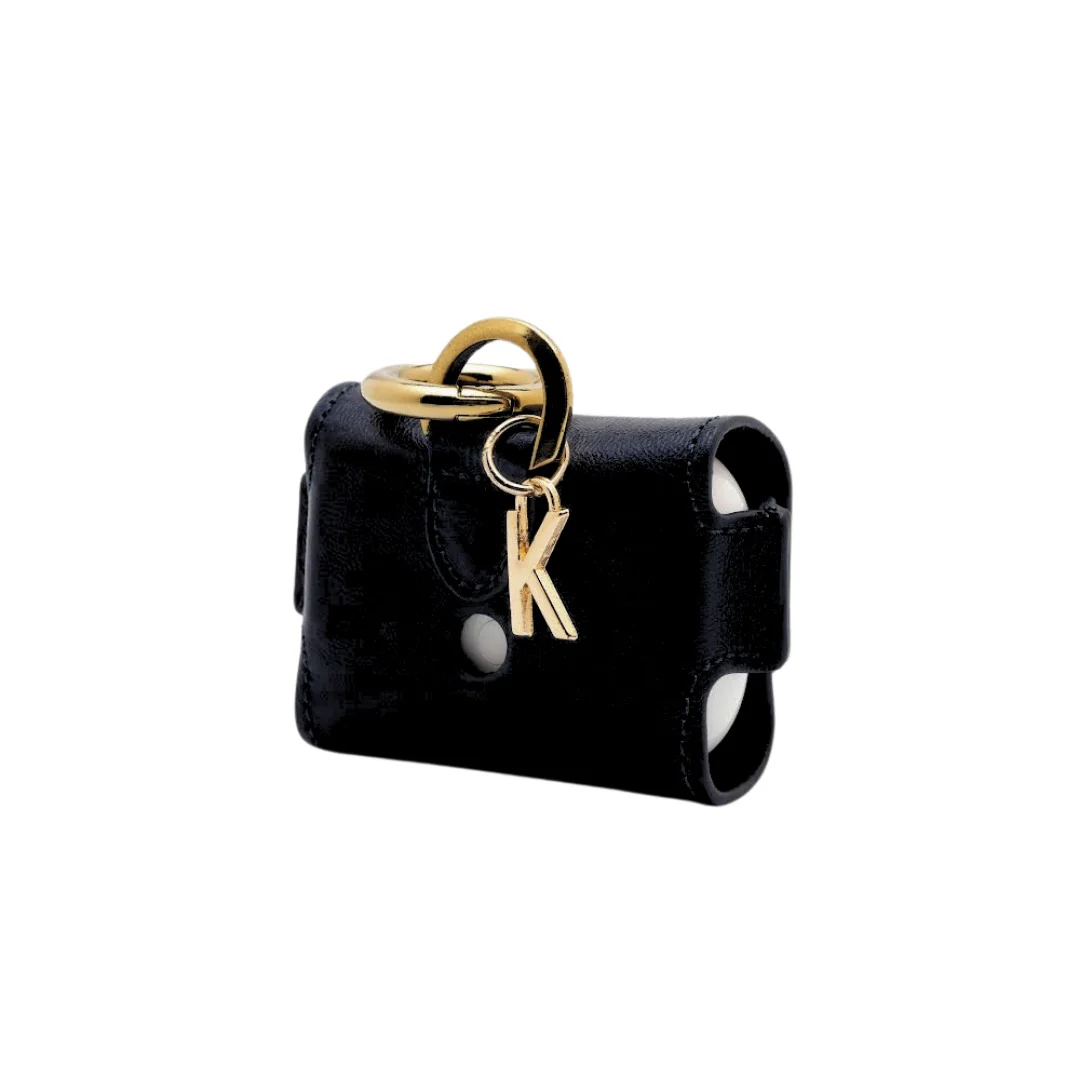 UMBI Personalized Leather AirPods Case - Metallic Black - Image 2