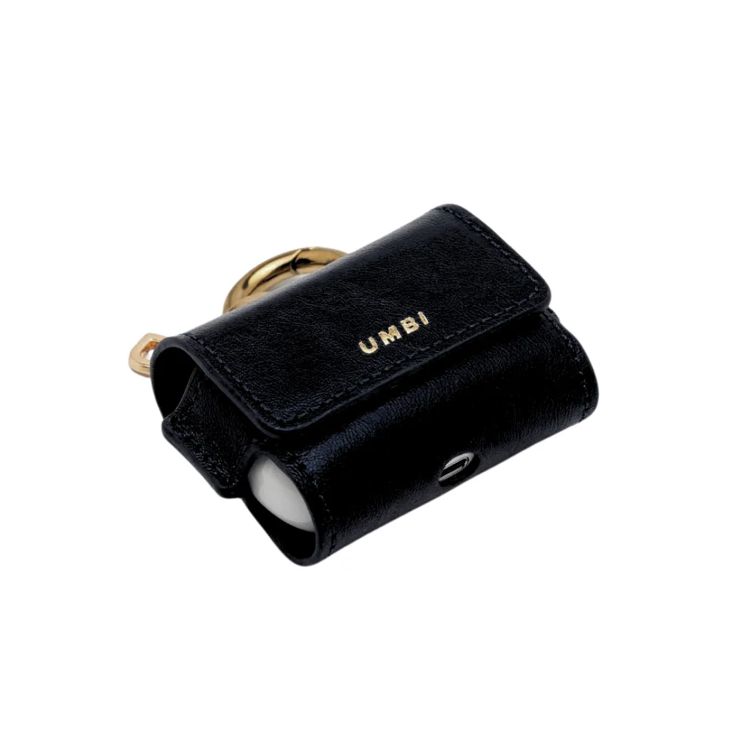 UMBI Personalized Leather AirPods Case - Metallic Black - Image 4