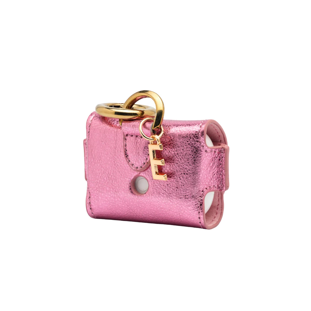 UMBI Personalized Leather AirPods Case - Metallic Rose - Image 2
