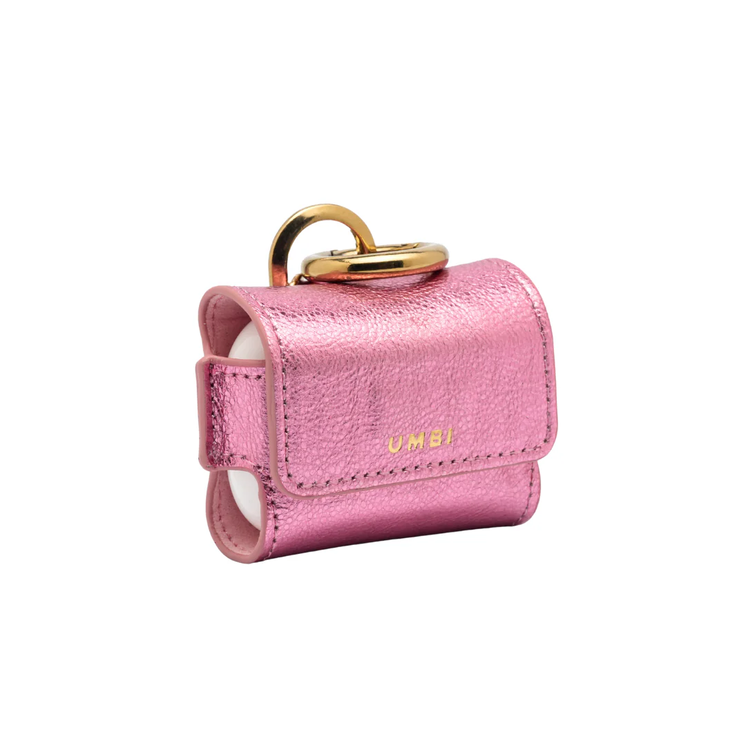 UMBI Personalized Leather AirPods Case - Metallic Rose - Image 3