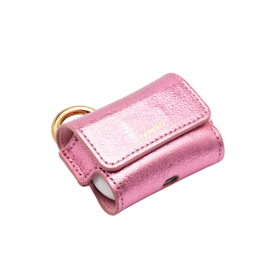 UMBI Personalized Leather AirPods Case - Metallic Rose - Image 4