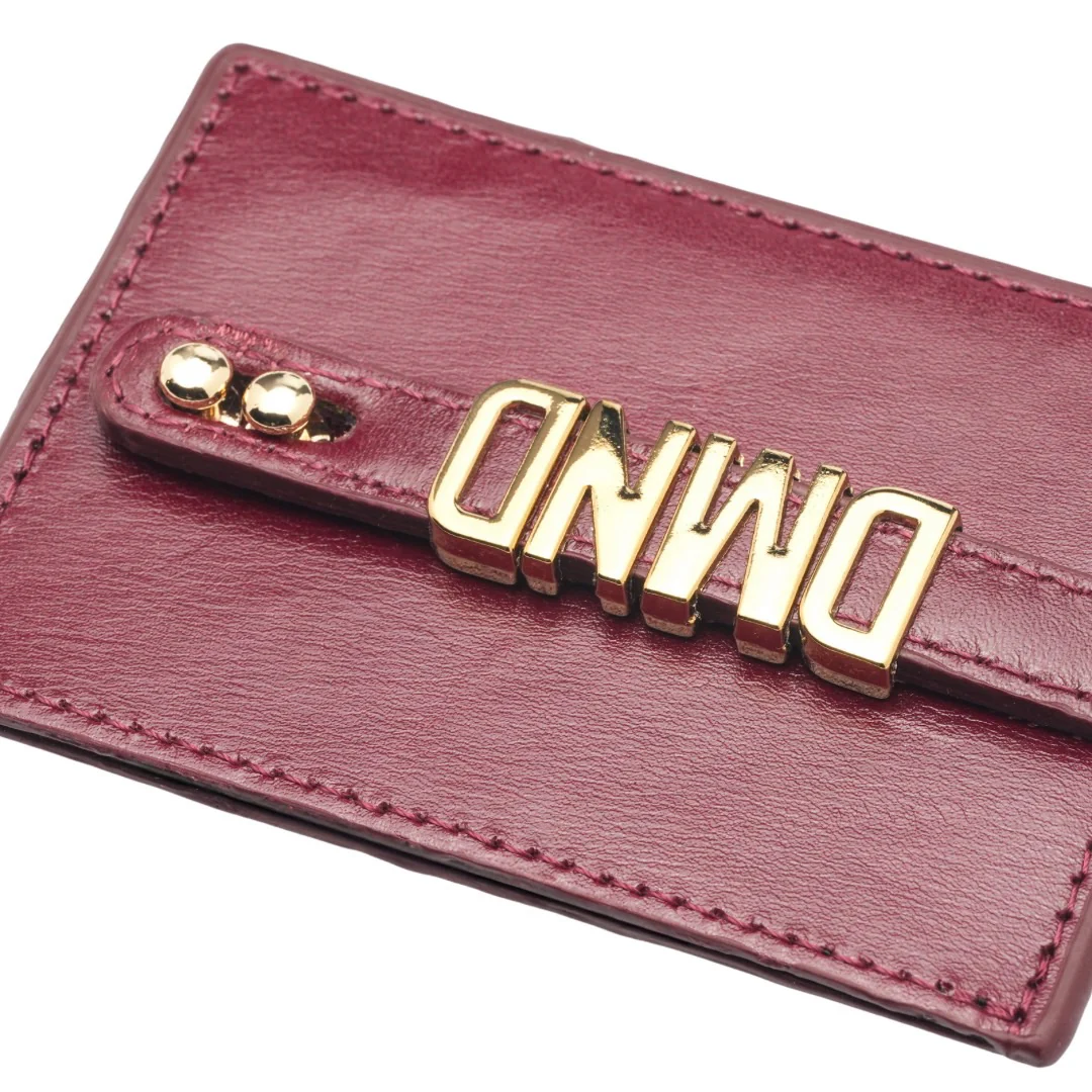 UMBI Personalized Leather Cardholder - BURGUNDY