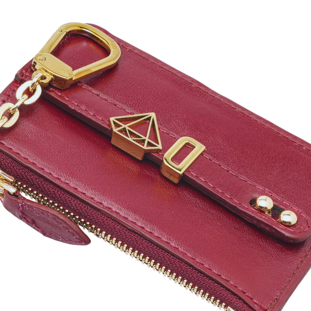 UMBI Personalized Leather Mini Wallet - BURGUNDY - Image 3