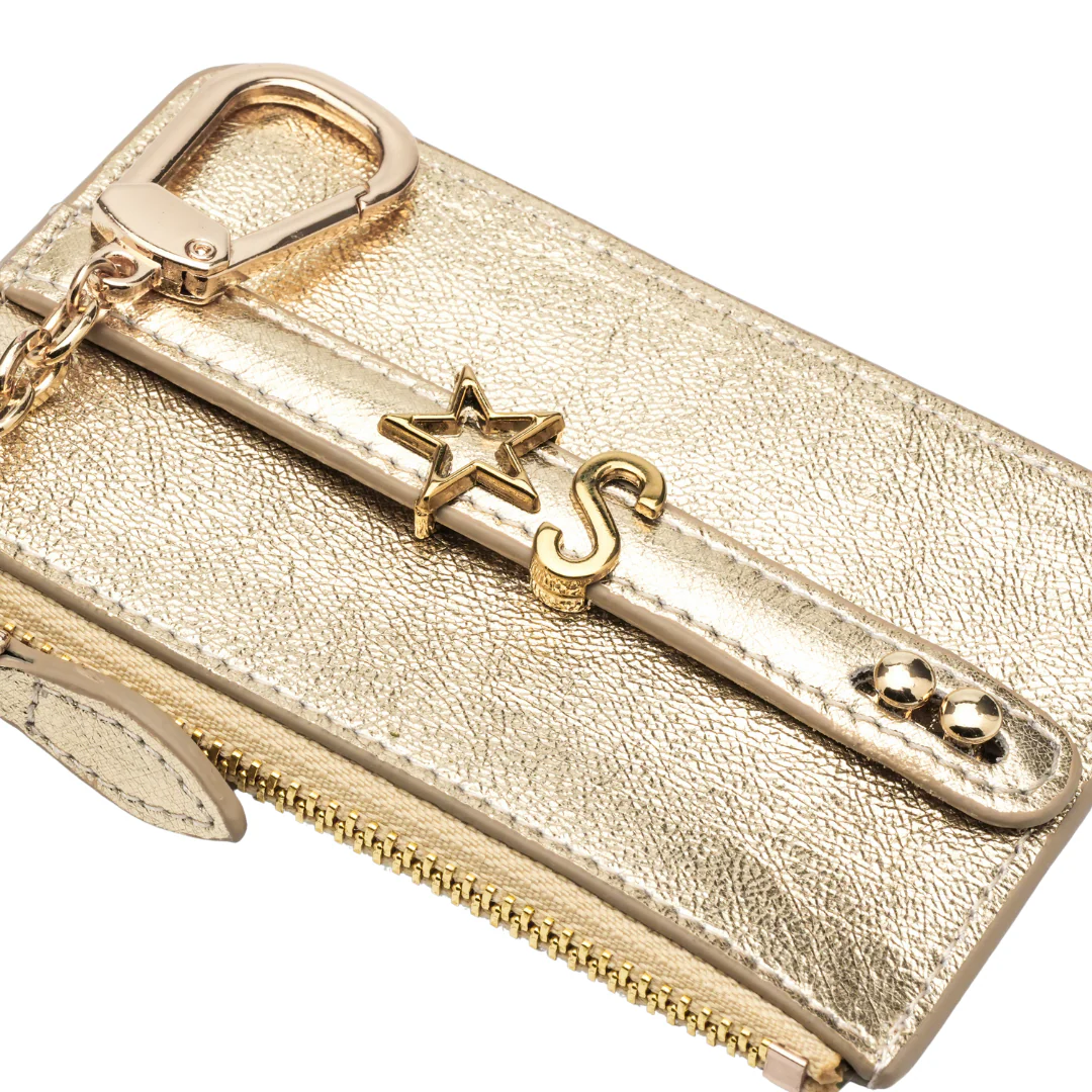 UMBI Personalized Leather Mini Wallet - Metallic DORE - Image 3