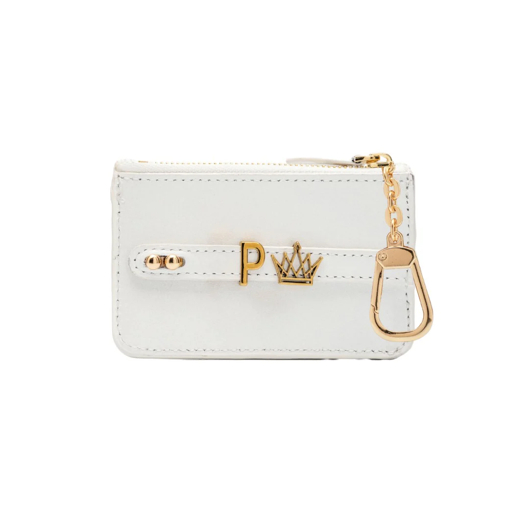 UMBI Personalized Leather Mini Wallet - Pearl White