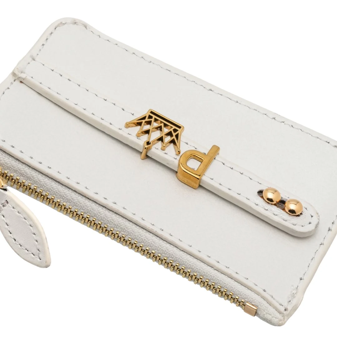 UMBI Personalized Leather Mini Wallet - Pearl White - Image 3