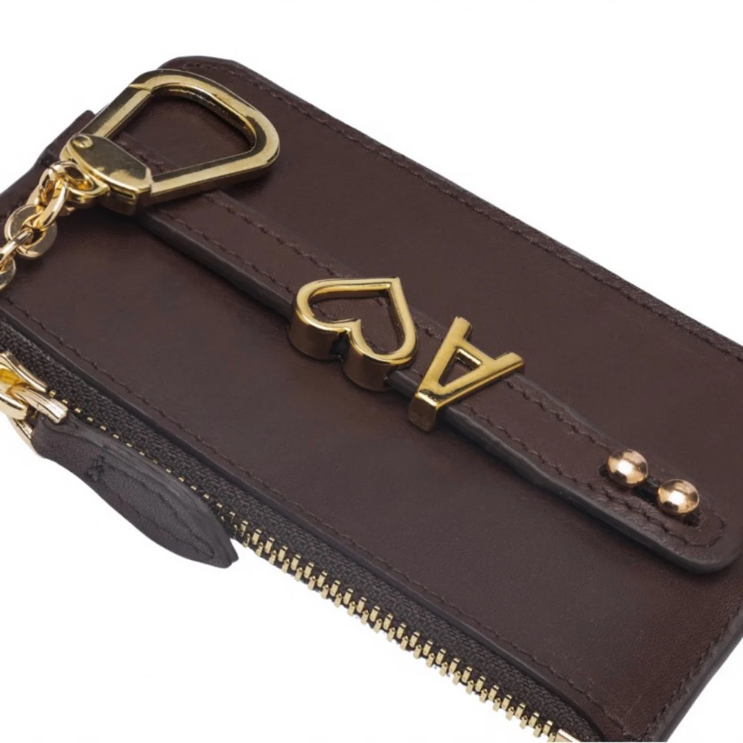 UMBI Personalized Leather Mini Wallet - BROWN - Image 2