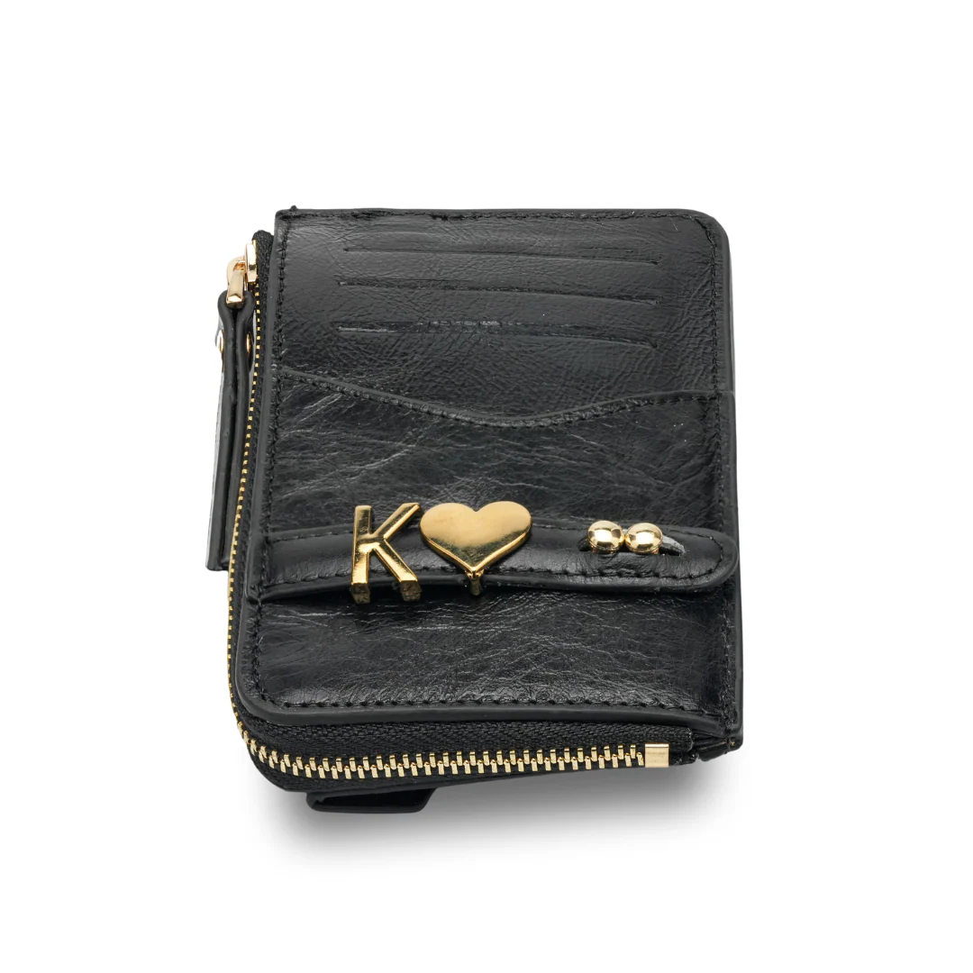 UMBI GLAM Personalized Leather Wallet - Metallic BLACK - Image 3