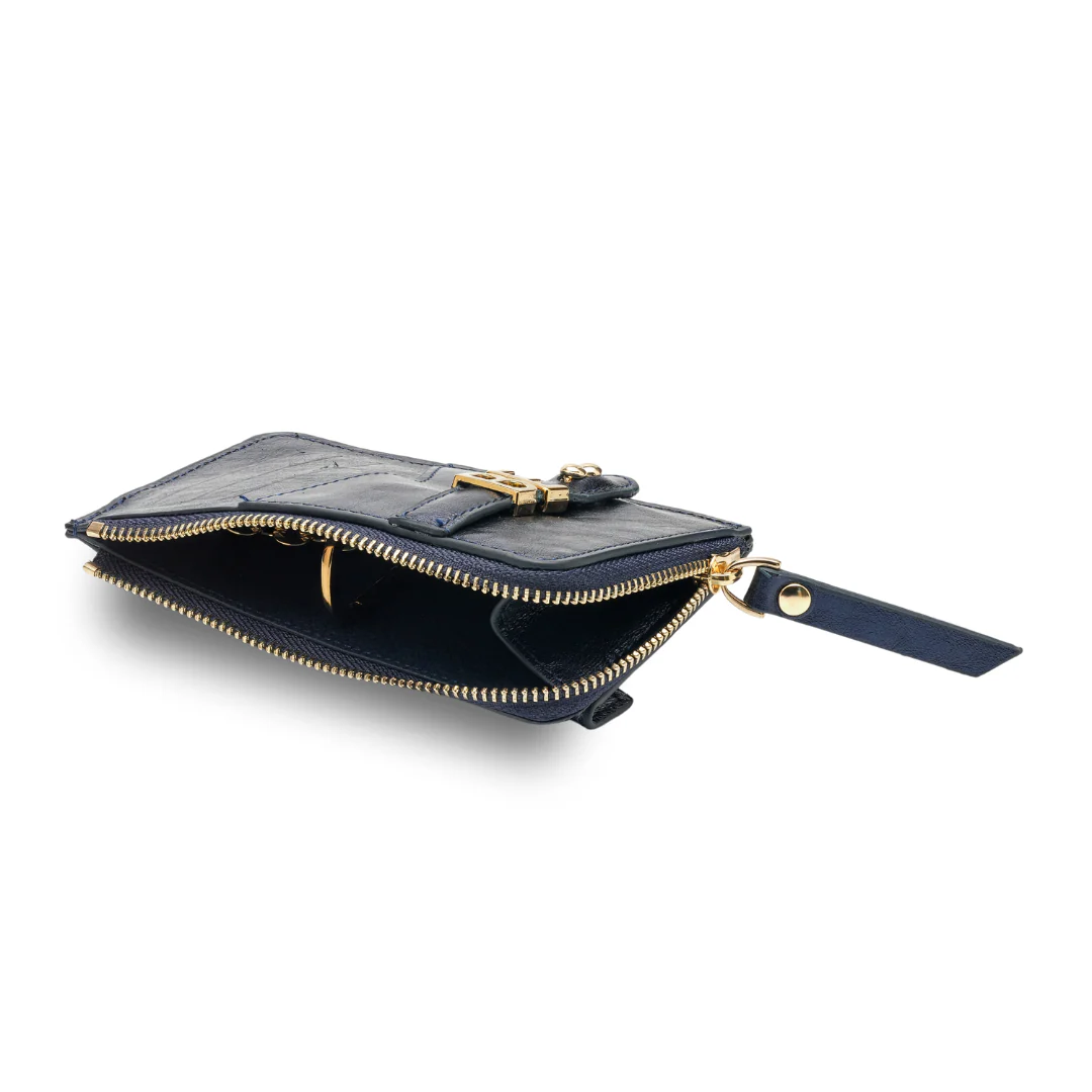 UMBI GLAM Personalized Leather Wallet - Metallic NAVY BLUE - Image 4