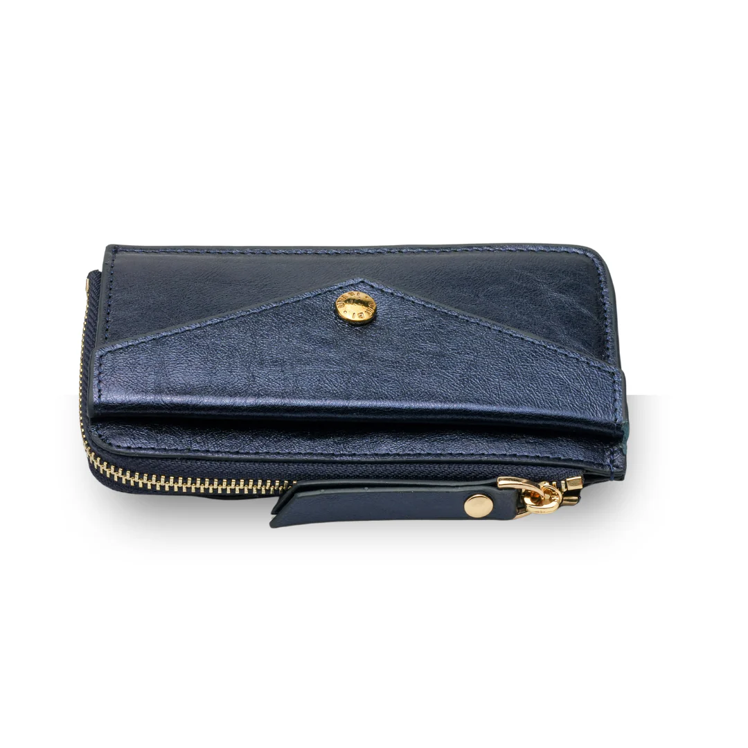 UMBI GLAM Personalized Leather Wallet - Metallic NAVY BLUE - Image 5