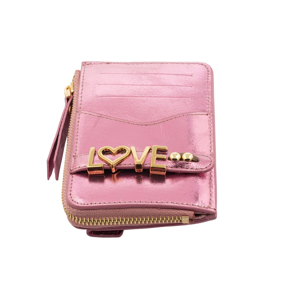 UMBI GLAM Personalized Leather Wallet - Metallic ROSE - Image 3