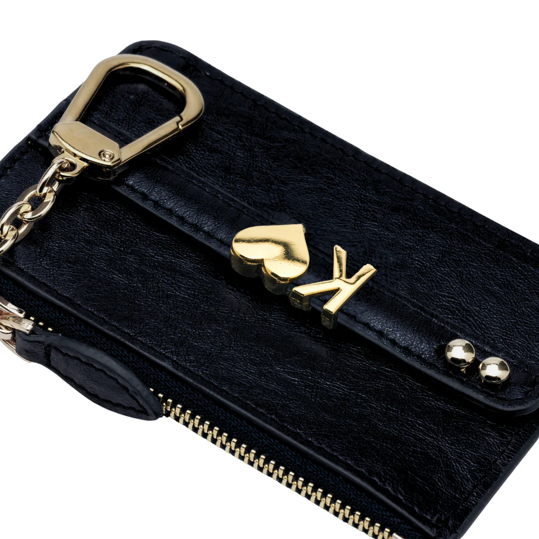 UMBI Personalized Leather Mini Wallet - Metallic BLACK - Image 3