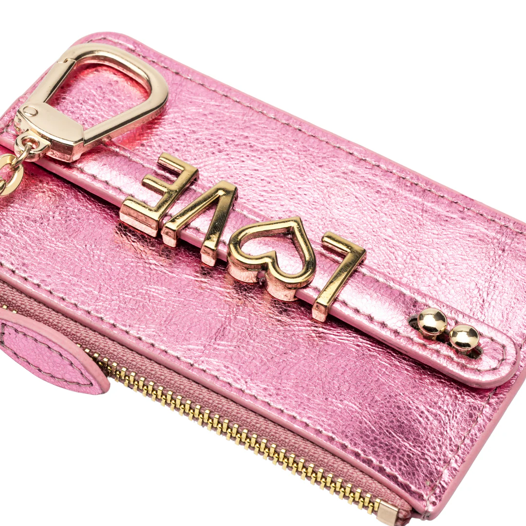 UMBI Personalized Leather Mini Wallet - Metallic ROSE - Image 4