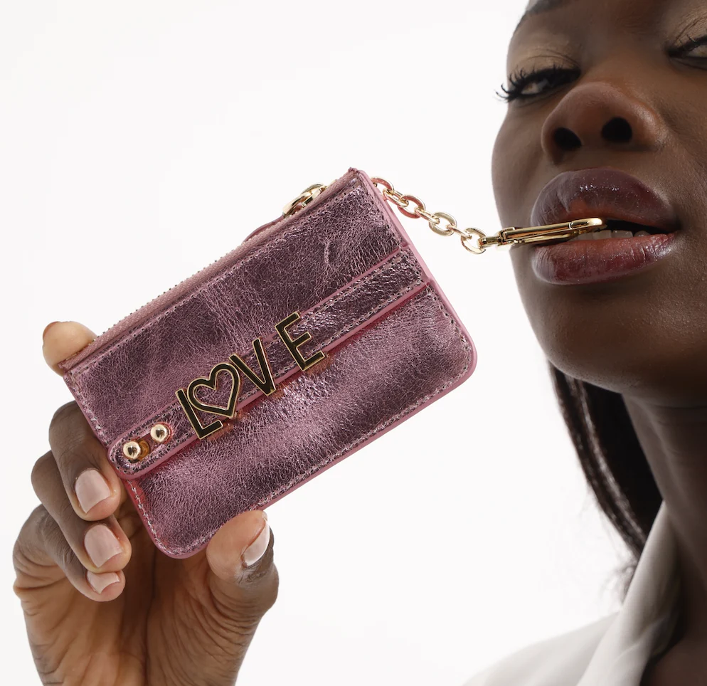 UMBI Personalized Leather Mini Wallet - Metallic ROSE - Image 6