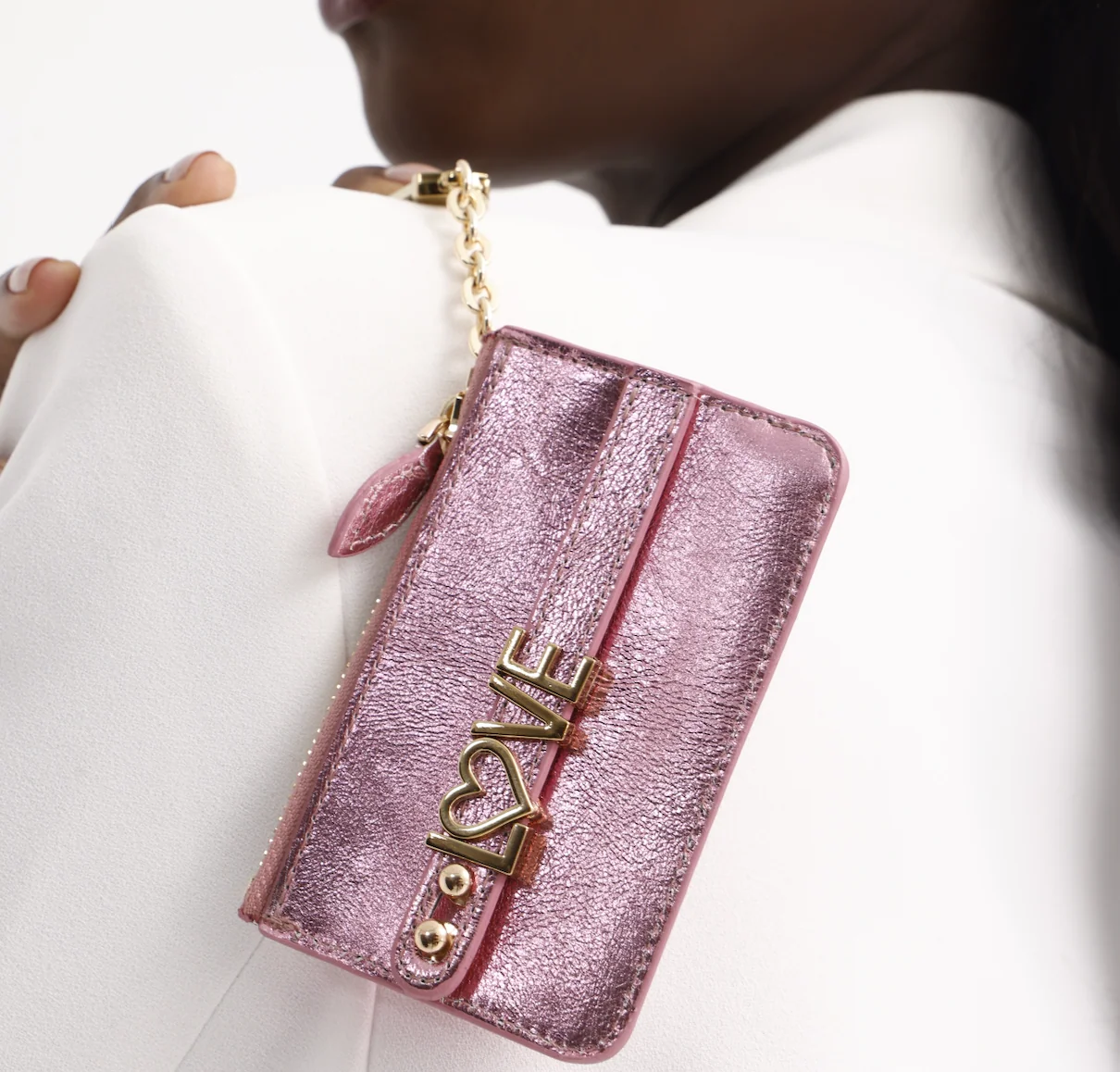 UMBI Personalized Leather Mini Wallet - Metallic ROSE - Image 8