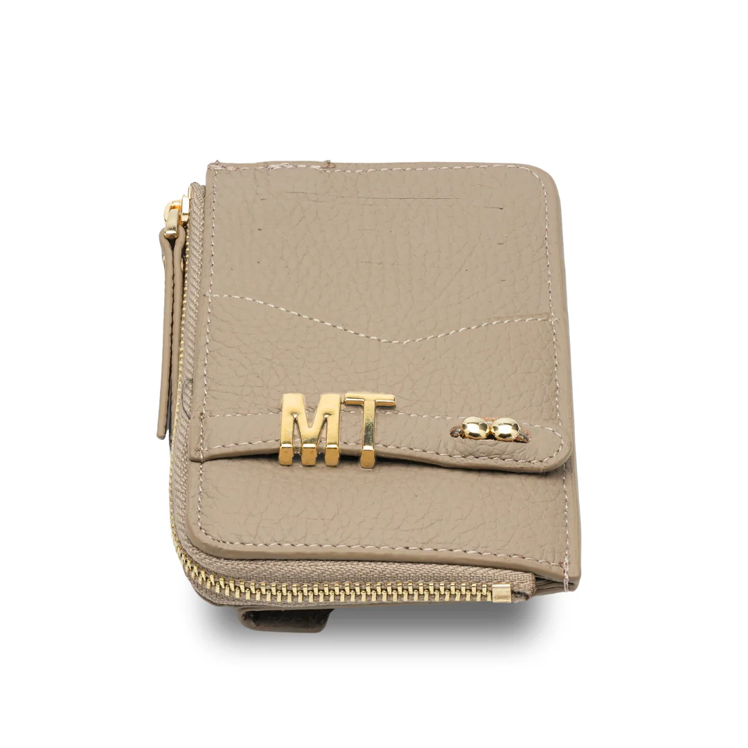 UMBI YOUZ Personalized Leather Wallet - BEIGE - Image 3